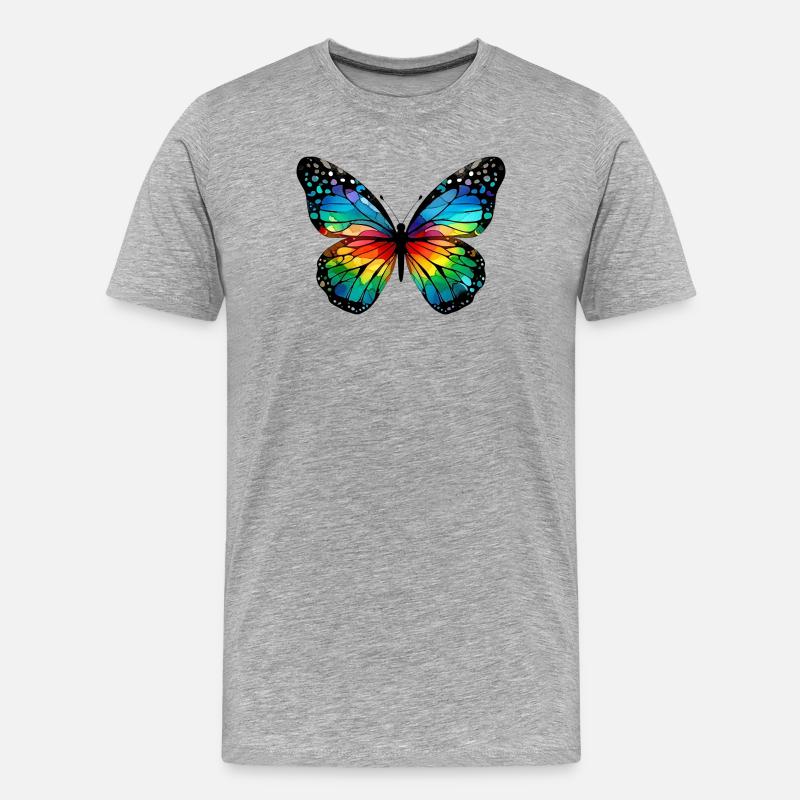 Schmetterling - Männer Premium Bio T-Shirt - Grau meliert