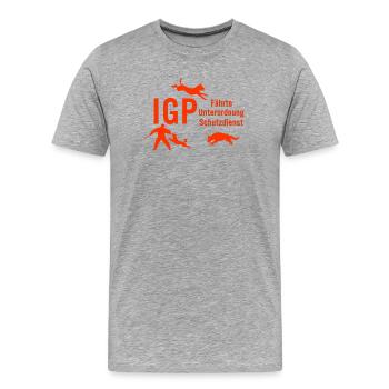IGP Hundesport - Orange - Männer Premium Bio T-Shirt - Grau meliert - Vorne - Damien (186cm)