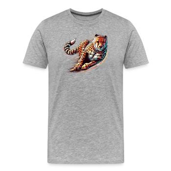 Guépard - T-shirt bio Premium Homme - gris chiné - Devant - Damien (186cm)