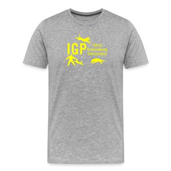 IGP Hundesport - Gelb - Männer Premium Bio T-Shirt - Grau meliert - Vorne - Damien (186cm)