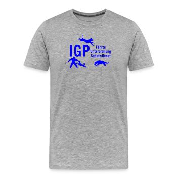 IGP Hundesport - Blau - Männer Premium Bio T-Shirt - Grau meliert - Vorne - Damien (186cm)