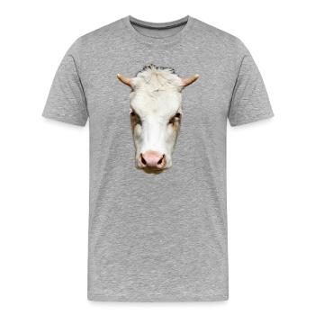 drôle vache tête de vache cadeau fermier - T-shirt bio Premium Homme - gris chiné - Devant - Damien (186cm)