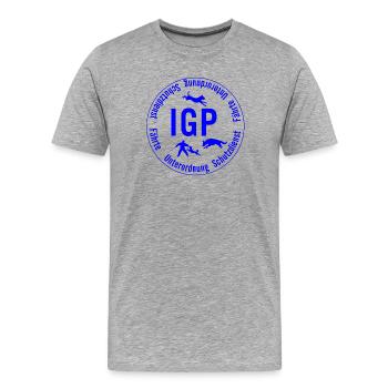 IGP Hundesport - rund, blau - Männer Premium Bio T-Shirt - Grau meliert - Vorne - Damien (186cm)