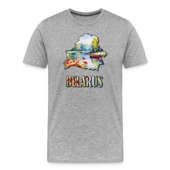 Watercolor Map of Belarus - Men's Premium Organic T-Shirt - heather grey - Front - Damien (186cm)
