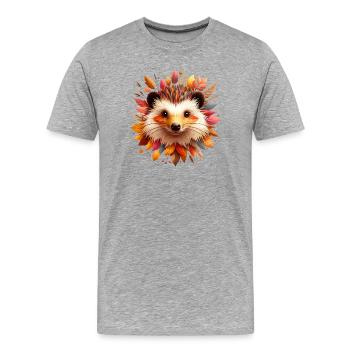 schöner Igel, gestaltet aus verschiedenen Blättern - Männer Premium Bio T-Shirt - Grau meliert - Vorne - Damien (186cm)