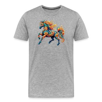 Pferd - Männer Premium Bio T-Shirt - Grau meliert - Vorne - Damien (186cm)