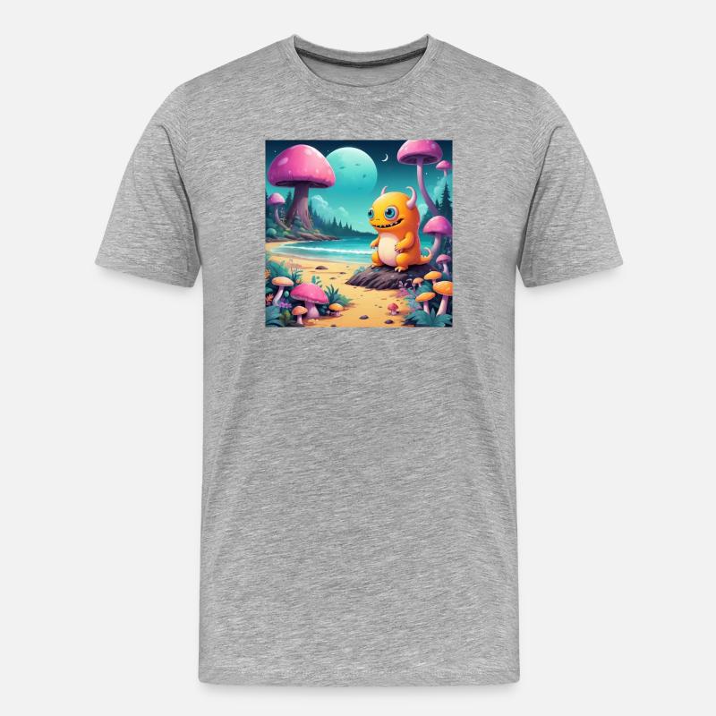 Kleines Monster am Märchenstrand - Männer Premium Bio T-Shirt - Grau meliert