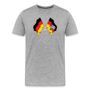 Drapeau de l’Allemagne et de la Sarre franchis - T-shirt bio Premium Homme - gris chiné - Devant - Damien (186cm)