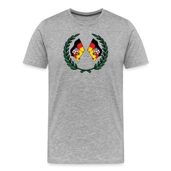 Drapeaux Couronne de laurier de la Sarre - T-shirt bio Premium Homme - gris chiné - Devant - Damien (186cm)