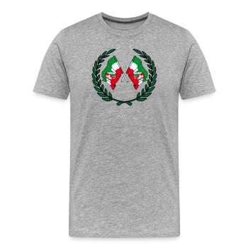 Drapeaux Rhénanie-du-Nord-Westphalie couronne de laurier - T-shirt bio Premium Homme - gris chiné - Devant - Damien (186cm)
