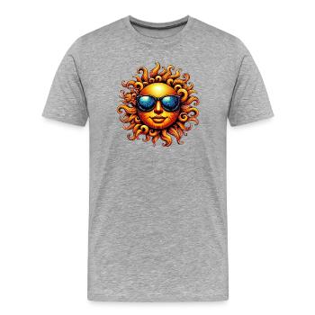 Soleil avec lunettes de soleil - T-shirt bio Premium Homme - gris chiné - Devant - Damien (186cm)