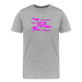 IGP Hundesport - pink - Männer Premium Bio T-Shirt - Grau meliert - Vorne - Damien (186cm)