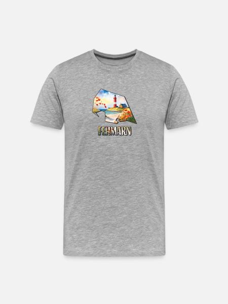 Carte à l’aquarelle Fehmarn - T-shirt bio Premium Homme - gris chiné