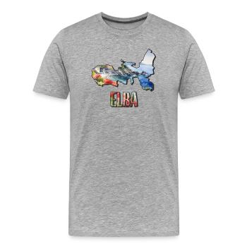 Carte aquarelle de l’île d’Elbe - T-shirt bio Premium Homme - gris chiné - Devant - Damien (186cm)