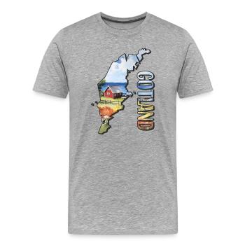 Aquarell Landkarte Gotland - Männer Premium Bio T-Shirt - Grau meliert - Vorne - Damien (186cm)
