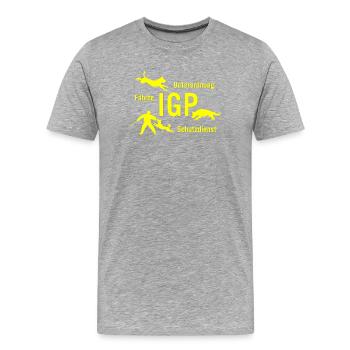 IGP Hundesport - gelb - Männer Premium Bio T-Shirt - Grau meliert - Vorne - Damien (186cm)