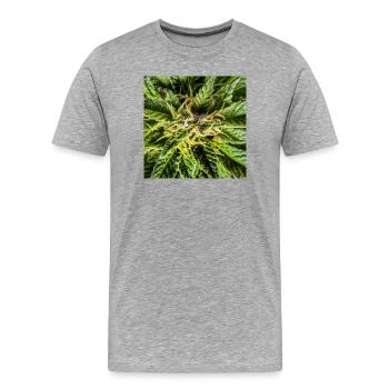 Les fleurs de cannabis, la marijuana, c’est tellement vert - T-shirt bio Premium Homme - gris chiné - Devant - Damien (186cm)