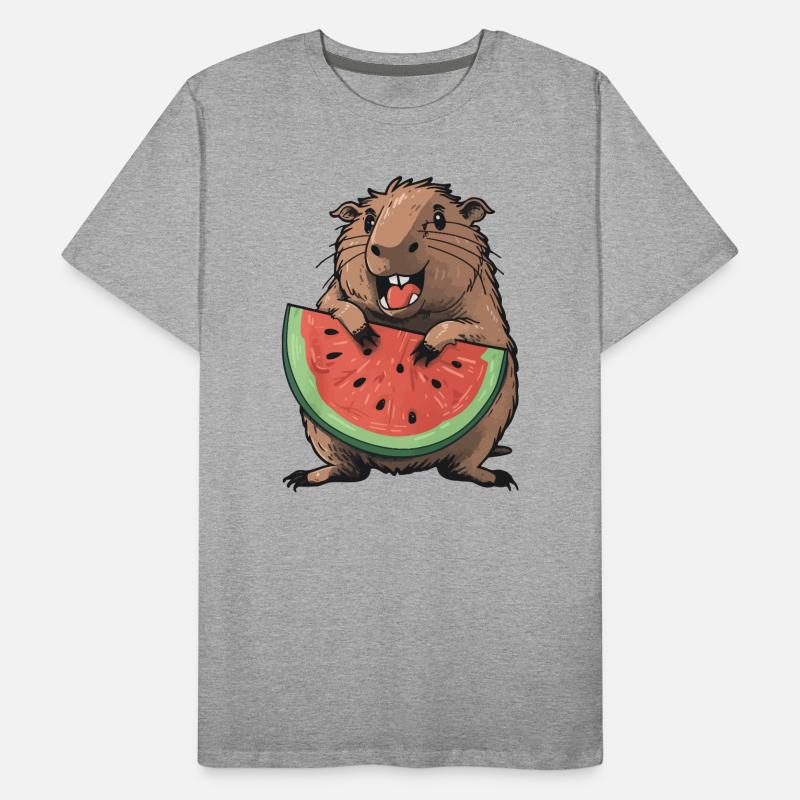 Capybara mangeant de la pastèque T-shirt bio Premium Homme