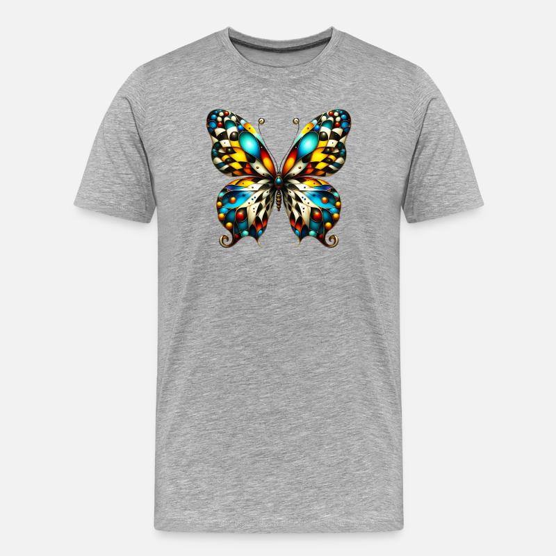 Schmetterling - Männer Premium Bio T-Shirt - Grau meliert