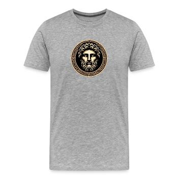 Visage mythologique grec antique - T-shirt bio Premium Homme - gris chiné - Devant - Damien (186cm)