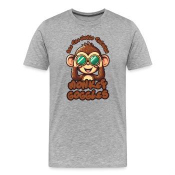 Singe mignon : Voyez le monde à travers des lunettes de singe ! - T-shirt bio Premium Homme - gris chiné - Devant - Damien (186cm)