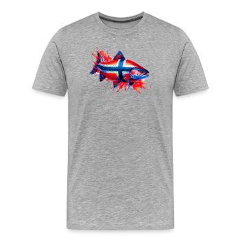 Norwegian Salmon - Men's Premium Organic T-Shirt - heather grey - Front - Damien (186cm)