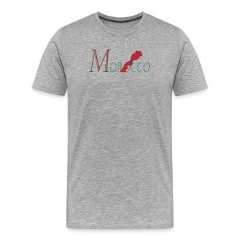 Élégance Patriotique au Design du Drapeau Marocain - T-shirt bio Premium Homme - gris chiné - Devant - Damien (186cm)
