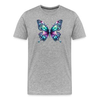 Papillon, Diamant, Diamants, Cristaux, Cristal - T-shirt bio Premium Homme - gris chiné - Devant - Damien (186cm)