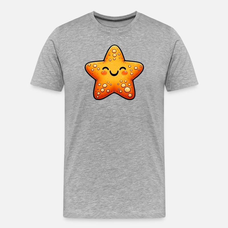 Seestern - Männer Premium Bio T-Shirt - Grau meliert