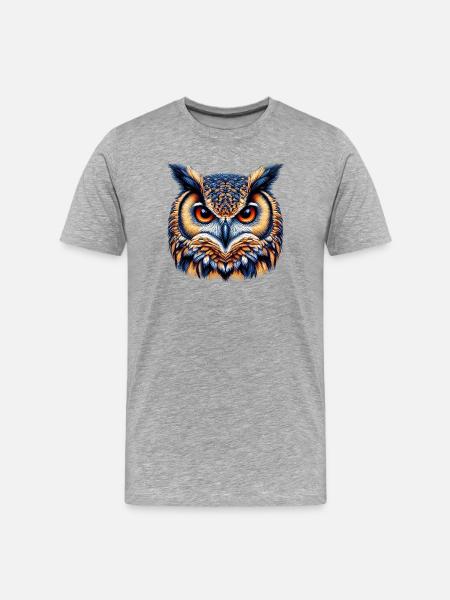 Eule - Männer Premium Bio T-Shirt - Grau meliert
