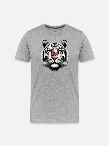 Tiger and Butterfly - Men's Premium Organic T-Shirt - heather grey