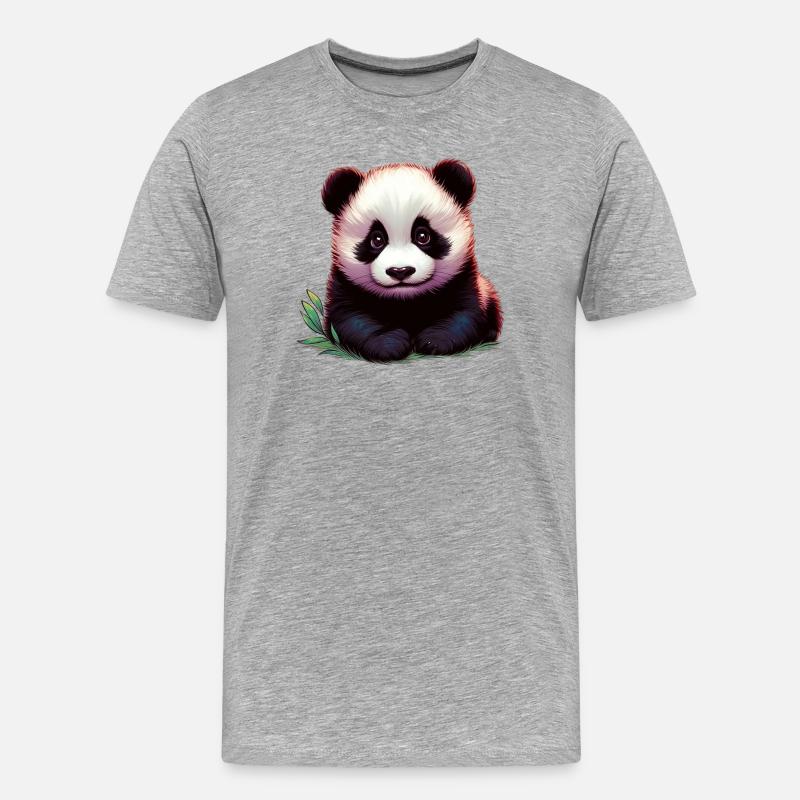 Panda - Männer Premium Bio T-Shirt - Grau meliert