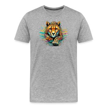 Guépard - T-shirt bio Premium Homme - gris chiné - Devant - Damien (186cm)