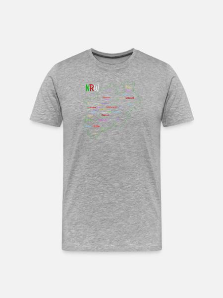 Lustige NRW Karte - Männer Premium Bio T-Shirt - Grau meliert