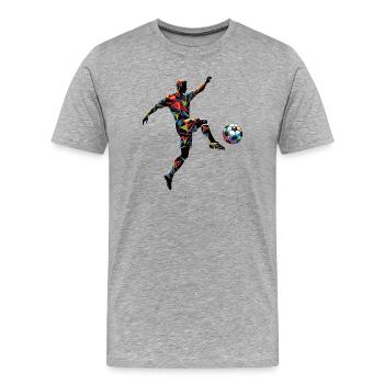dynamic soccer player playing soccer - Men's Premium Organic T-Shirt - heather grey - Front - Damien (186cm)