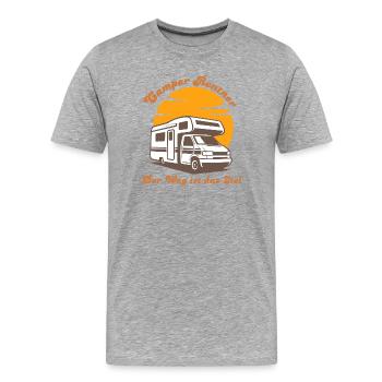 Camper Rentner Wohnmobil Rente Ruhestand retro - Männer Premium Bio T-Shirt - Grau meliert - Vorne - Damien (186cm)