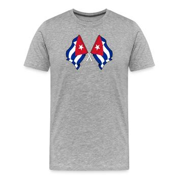 Zwei Flaggen Kuba - Männer Premium Bio T-Shirt - Grau meliert - Vorne - Damien (186cm)