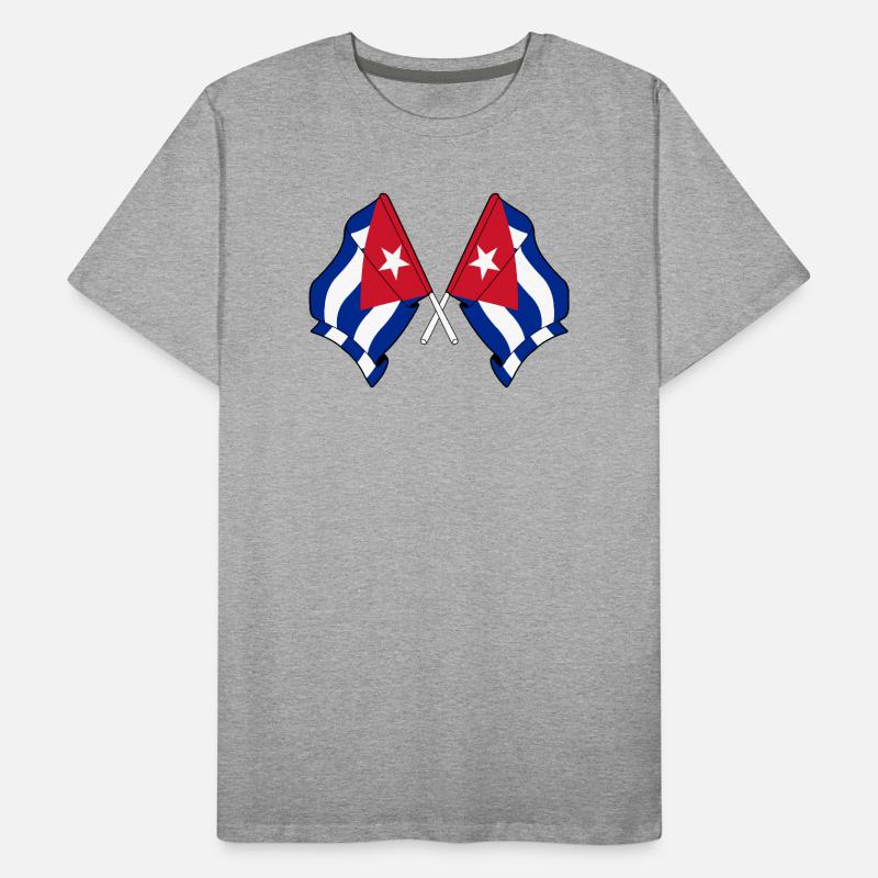 Deux drapeaux de Cuba T-shirt bio Premium Homme