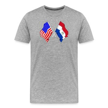 Flagge USA, Flagge Paraguay - Männer Premium Bio T-Shirt - Grau meliert - Vorne - Damien (186cm)