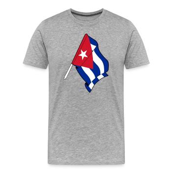 Drapeau de Cuba - T-shirt bio Premium Homme - gris chiné - Devant - Damien (186cm)