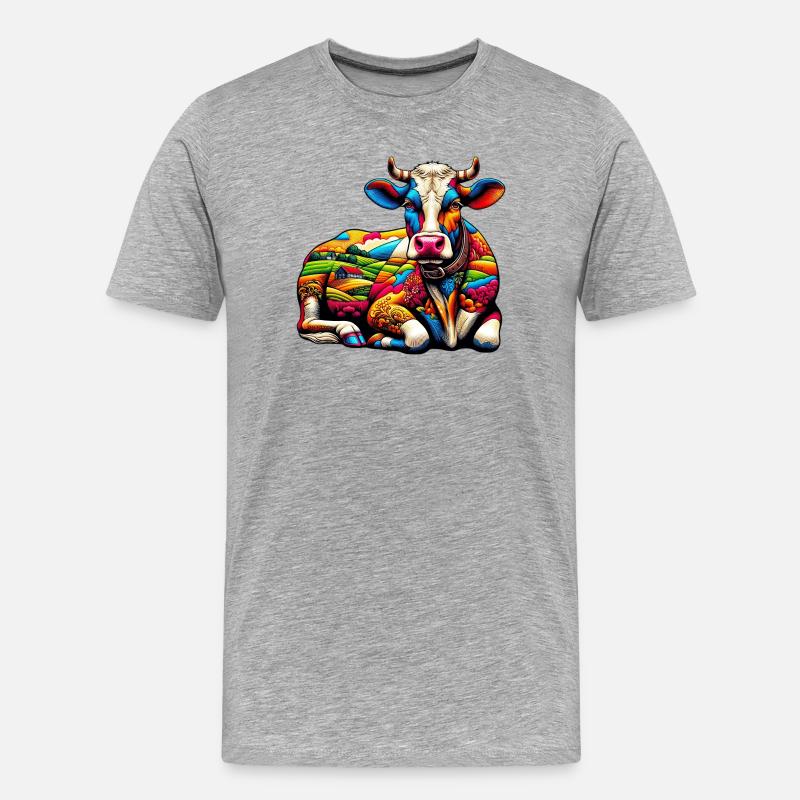 Kuh - Männer Premium Bio T-Shirt - Grau meliert