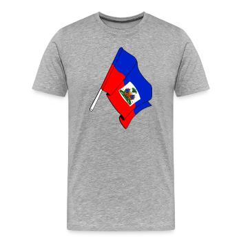 Drapeau Haïti - T-shirt bio Premium Homme - gris chiné - Devant - Damien (186cm)