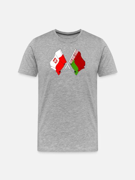 Drapeau de la Pologne, Russie Blanche - T-shirt bio Premium Homme - gris chiné