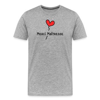 MISTRESS. THANK YOU. THANK YOU MISTRESS. MISTRESS - Men's Premium Organic T-Shirt - heather grey - Front - Damien (186cm)