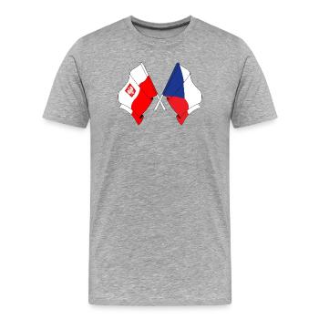Flagge Polen, Tschechische Republik - Männer Premium Bio T-Shirt - Grau meliert - Vorne - Damien (186cm)