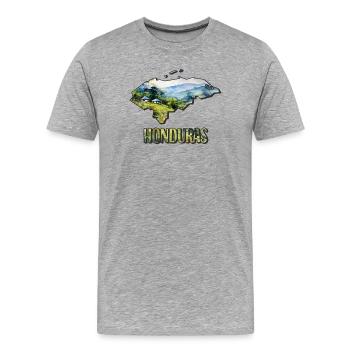 Aquarell Landkarte Honduras - Männer Premium Bio T-Shirt - Grau meliert - Vorne - Damien (186cm)