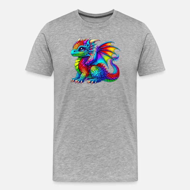 Drache - Männer Premium Bio T-Shirt - Grau meliert