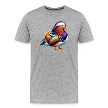 Canard mandarin - T-shirt bio Premium Homme - gris chiné - Devant - Damien (186cm)