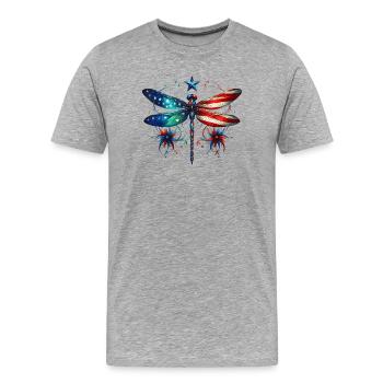 Œuvre d’art patriotique d’ailes de libellule - T-shirt bio Premium Homme - gris chiné - Devant - Damien (186cm)
