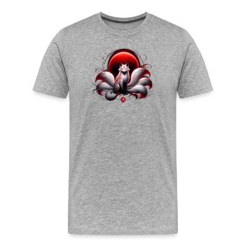 Purpurroter Kitsune-Mond - Männer Premium Bio T-Shirt - Grau meliert - Vorne - Damien (186cm)